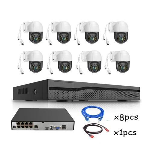 8MP Sicherheit CCTV Kameras System Video Überwachung 4K Outdoor PTZ Kamera Bewegungserkennung Zwei-Wege Audio 8CH Poe NVR Kit